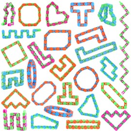 28 Pcs Wacky Tracks Fidget Toys for Kids School Classroom Fidgets Snap Snake Click Toys Finger Sensory Stress Relief Toys Exchange Gifts Party Favor