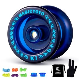 YOSTAR Yoyo K1 Responsive Yoyo Kids, Stunt Yoyo Professional Trick Yo-Yo for Kids, Pro Yo Yos for Boys, Beginner Yoyo Ball with 6 Yoyo Strings + Yo Yo Glove + Yo-Yo Bag + 2 Yoyo Hubstacks (Dark Blue)