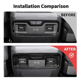 JWWY Rear Air Conditioning HVAC Climate Control Vent Panel Air Outlet Panel Cover Trim Fit for 2022-2024+Chevy Silverado GMC Sierra Interior Accessories Black Wood