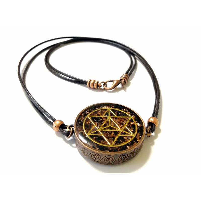 ZZYBIA Merkaba Orgone Pendant with Obsidian