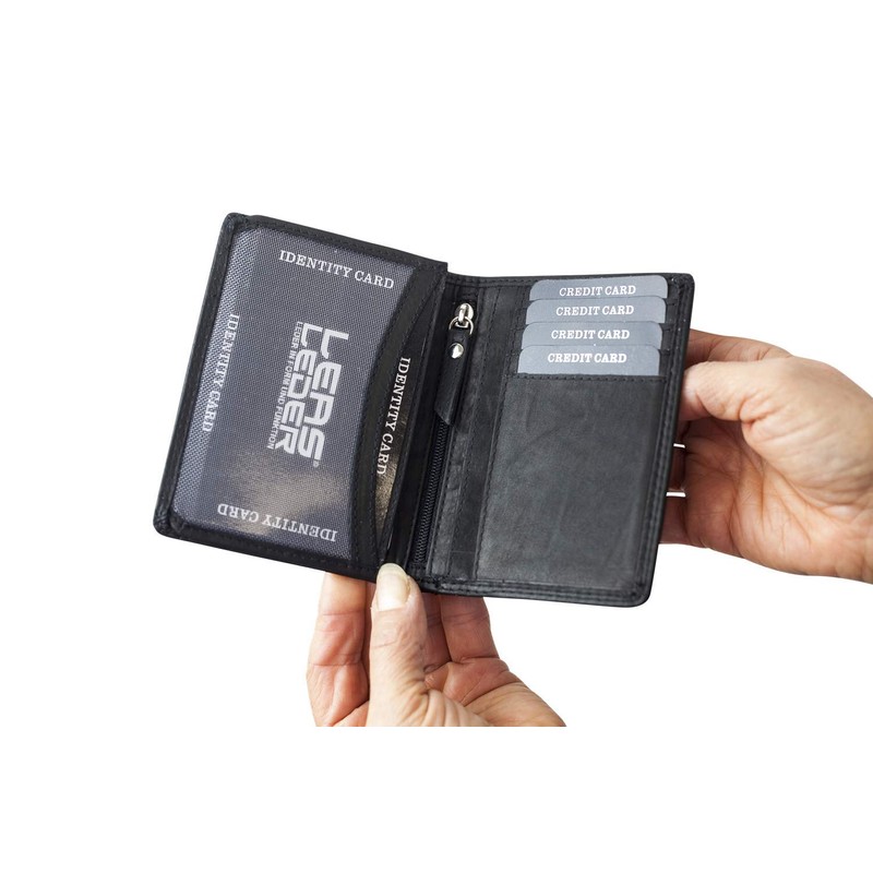 LEAS Ausweishülle, Ausweismappe RFID-Schutz in Echt-Leder, schwarz Card-Collection
