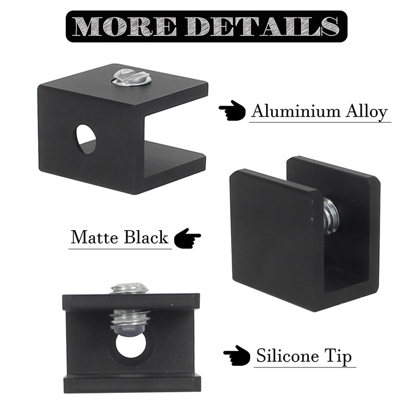 WANLIAN 8 Pcs Adjustable Glass Shelf Brackets Aluminum Alloy Glass