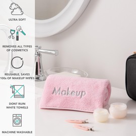 Arkwright Makeup Towels - Pack of 6 - Ultra Soft & Gentle Microfiber Coral Fleece Washcloth Face Make Up Remover, Reusuable Eraser Cloth Essentials for Hosts & Artists, 13 x 13 in, Pink