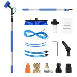 12FT Extendable Handle Solar Panel Cleaning Pole Kit 65.6FT Water Fed Hose 180 Degrees Rotatable Brush Telescopic Cleaning ToolsTelescopic Rod Length: 3.6m/12ft