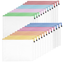 MAQUITA 24pcs Mesh Zipper Pouch Bags, Puzzle Bags, A3 17x12 Inches Large Reusable Pouches for Organizing Storage, Extra Large Zipper Pouch, Board Game Storage