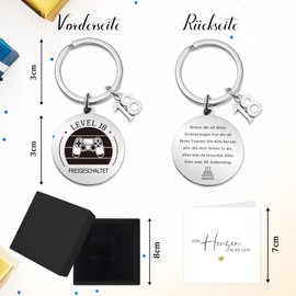 18th Birthday Gift Keychain, Funny 18th Birthday Boy Girl Gamepad Pattern Cool Gifts 18th Birthday Gift 18th Birthday Boy Girl Gift Ideas, 18.