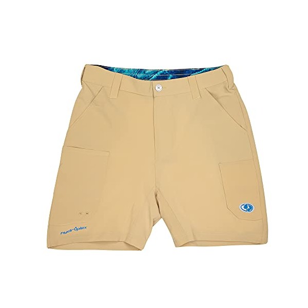 Mossy Oak Men's Standard Fishing Shorts Quick Dry Flex, Pale Khaki, Medium