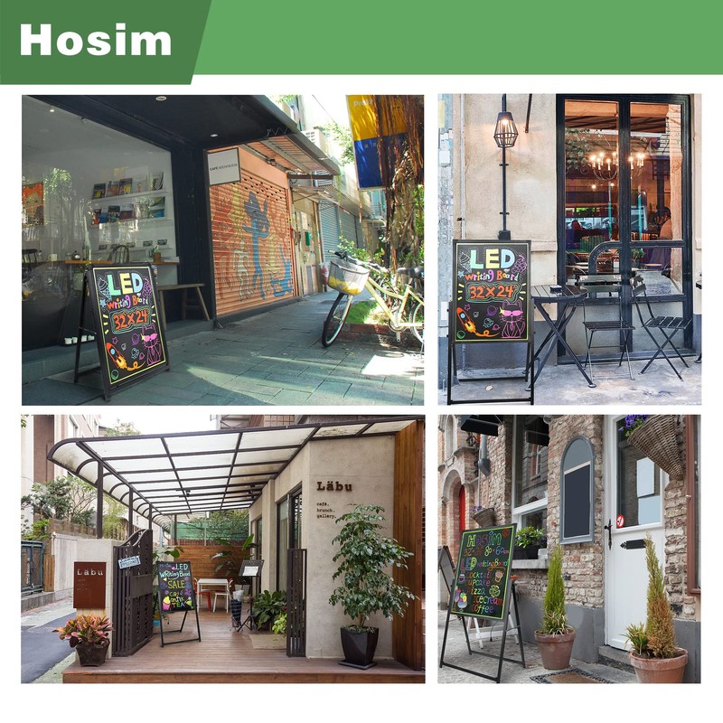 Hosim Standing A-Frame LED Message Writing Board, 32”x 24" Illuminated