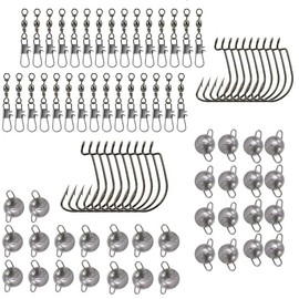 Nanologi Jig Heads Set, Ball Swivel and Jig Hook for Rubber Fishing Jig Head for Rubber Fish Zander, Artificial Bait, Rubber Bait, Fishing Accessories