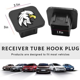KVAEY 2 Inch Trailer Hitch Cover, Rubber Tube Plug Insert Cap for 2" Receivers, Square Dustproof Tow Receiver Tube Plug Cap, Universal Tow Hitch Cover for for Most Vehicles, SUV (Eagle)