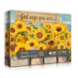 Sunflower Puzzles for Adults 1000 Pieces, Christian Religious Bible Floral Puzzles, Inspirational Christian Catholic Jigsaw Puzzles Scripture