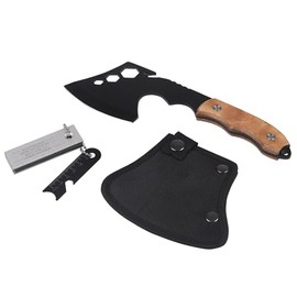 TOPSON Camping Axe with Sheath and Fire Starter (2-Piece Set), black