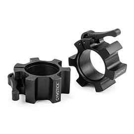 Gymstick Barbell Clasps Aluminium Clasps for 50mm Barbell Bars (Pair) Black 50mm