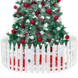 URATOT 30 Pieces Christmas Tree Thick White Plastic Picket Fence Christmas Tree Fence for Pets Kids Holiday Party Garden Home Fences Decoration, 12 Inches