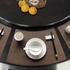 Leather Round Table Washable Placemats, Dark Coffee Thick Faux Leather