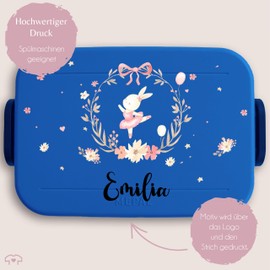 Children's Bento Box Midi Lunch Box for Mepal Bento Box - Cute Rabbit Long Eared Bunny Easter - 900 ml - Blue - Lunch Box Nursery Lunch Box Girls School Rabbit Rabbits Snack Box One