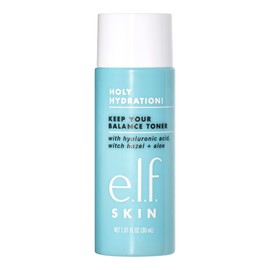 e.l.f. Skin Holy Hydration! Keep Your Balance Toner Mini, Gentle, Refreshing, Removes Makeup & Impurities, Hydrates, Cleanses, Soothes, Infused with Hyaluronic Acid, Witch Hazel and Aloe