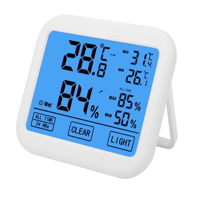 OWE034 4in Digital LCD Thermohygrometer Touch Screen Temperature Humidity Meter
