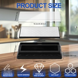 Double-sided Diamond Sharpening Stone,Knife Sharpening Stone with Extra Fine 1200/Coarse 600 Grit Diamond Plate, Storage Case with Non-Slip Base & Angle Guide(7 x 3.5 Inch)