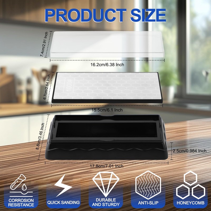 Double-sided Diamond Sharpening Stone,Knife Sharpening Stone with Extra Fine 1200/Coarse