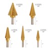 5PCS Titanium Step Drill Bit Set with 1 Automatic Center