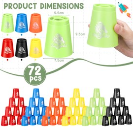 Libima 72 Pcs Sports Stacking Cups Set Stack Cup Party Game Speed Training Game for Adult Family Party Challenge Competition Travel Gift, 6 Colors