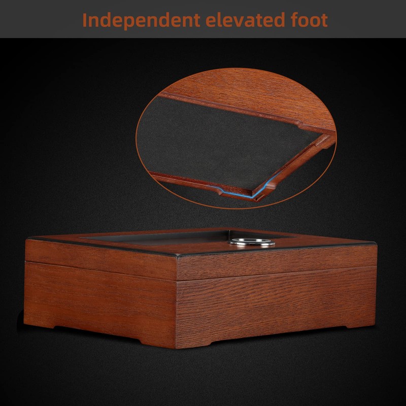 TISFA Cigar Humidor, Glass Top Cigar Box with Hygrometer Humidifier