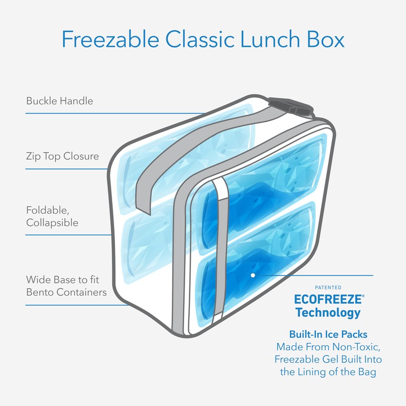 PackIt Freezable Classic Lunch Box, Almond, Built with ECOFREEZE Technology,