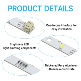 EuAcesry 2pcs LED Fridge Light Bar LED Light with Cover Compatible with Model E349766 MDDZ-162A 1629348 DC12V 2W Color Cool White