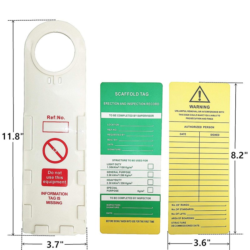 Scaffold Status Holder and Tags, 10 Holder, 10 Scaffold Tags,