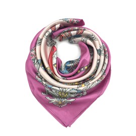 YOUR SMILE Silk Like Scarf Women's Fashion Pattern Large Square Satin Headscarf,Pink Carriage