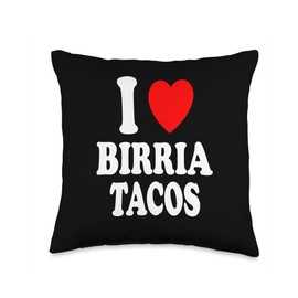 I Heart (Love) Birria Tacos Mexican Favorite Food Dinner Throw Pillow