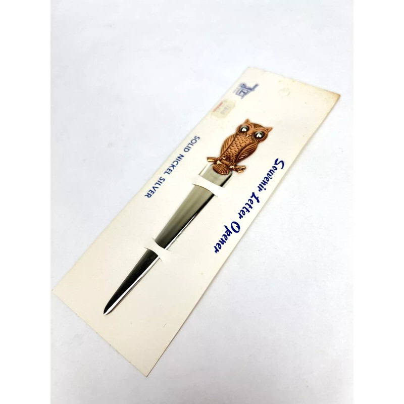 Vintage COPPER & NICKEL SILVER OWL Letter Opener NEW ON