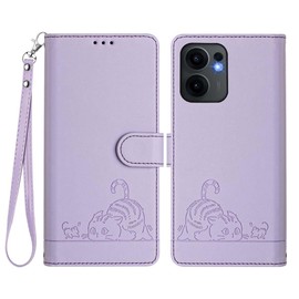 PEIYE Case for Oppo Reno 13F (4G/5G), Wallet Synthetic Leather Magnetic Flip Cover, Card Holder, Book Style, Foldable Kickstand, Full Protection, Shockproof -Purple
