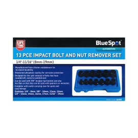 Blue Spot Tools 13 PCE Impact Bolt and Nut Remover Set (1/4"-11/16") (8mm-19mm)