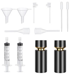 2Pcs 50ml Glass Spray Bottle for Perfume,Refillable Travel Perfume Atomizer Bottles, Portable Cologne Atomizer Empty Bottle with Perfume Refill Pump Tools (Black)