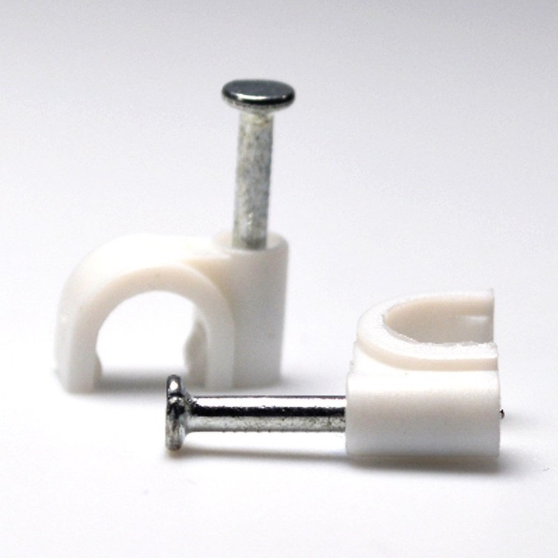 QualGear 6mm Cable Clips, White, 100 Pack, CC1-W-100-P