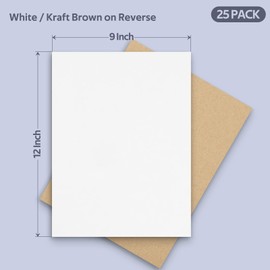 Golden State Art, 25 Pack 9x12 One-side White Corrugated Cardboard Sheets, Flat Cardboard Inserts Layer Pads for Mailing, Packaging or Art Crafts photo backing (1/16" Thick)