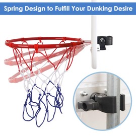 Trampoline Basketball Hoop, Fits Straight Pole Basketball Hoop for Trampoline, Universal Trampoline Basketball Hoop Attachment with Mini Ball and Pump,Strong and Sturdy (Red Yellow 18inch)