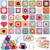 Katech Crochet Kit for Beginners, 50 Granny Squares Crochet Kits