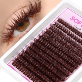 SOFENIDA Racimos de pestañas marrones Marrón oscuro 80D Racimos de pestañas individuales 10-18 mm Extensiones de pestañas de volumen Racimos de pestañas 3D gruesos Racimos de pestañas finos