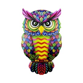 GIEEU Metal Owl Wall Decor,Owl Wall Art Decor,Colorful Hanging Decor for Garden,Patio,Porch,Door
