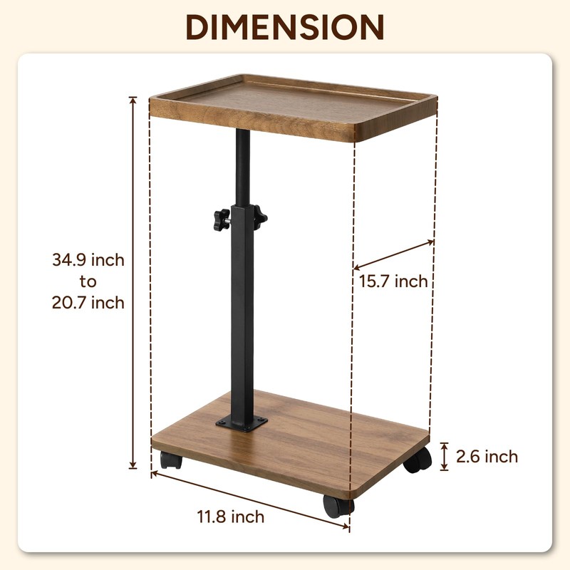 FRWXUIEO Adjustable C Table End Table, Side Table C Table
