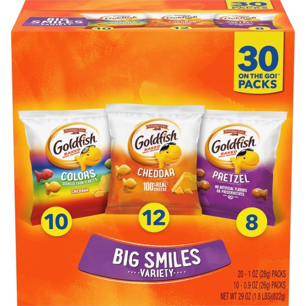 Variety Goldfish Crackers Big Smiles Variety Pack with Cheddar, Snack
