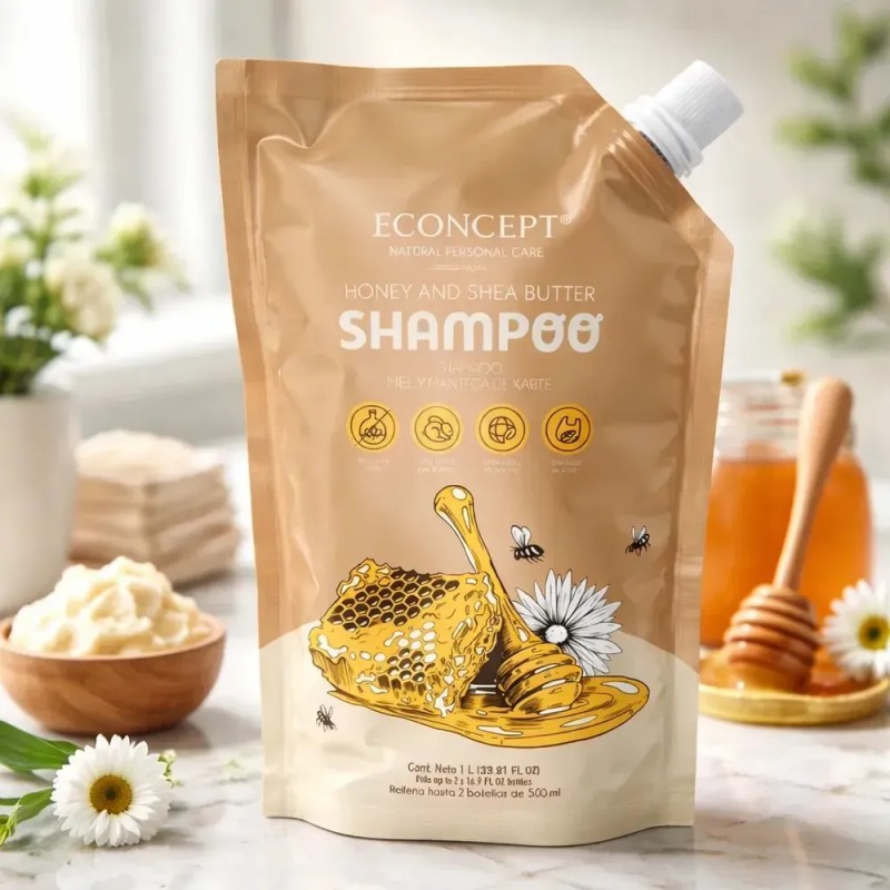 Shampoo Econcept Miel Y Manteca De Karité Refill 1l