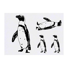 4 x 'Humbolt Penguin' Temporary Tattoos - Water Resistant, Skin-Safe, Non-Toxic Transfers, Mixed Sizes (TO00033831)