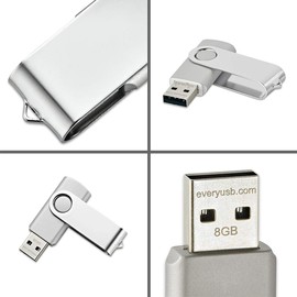 Fast High Performance Classic Swivel 8GB USB 2.0 Flash Drive - Thumb Drive Fastest Memory Stick (Silver)
