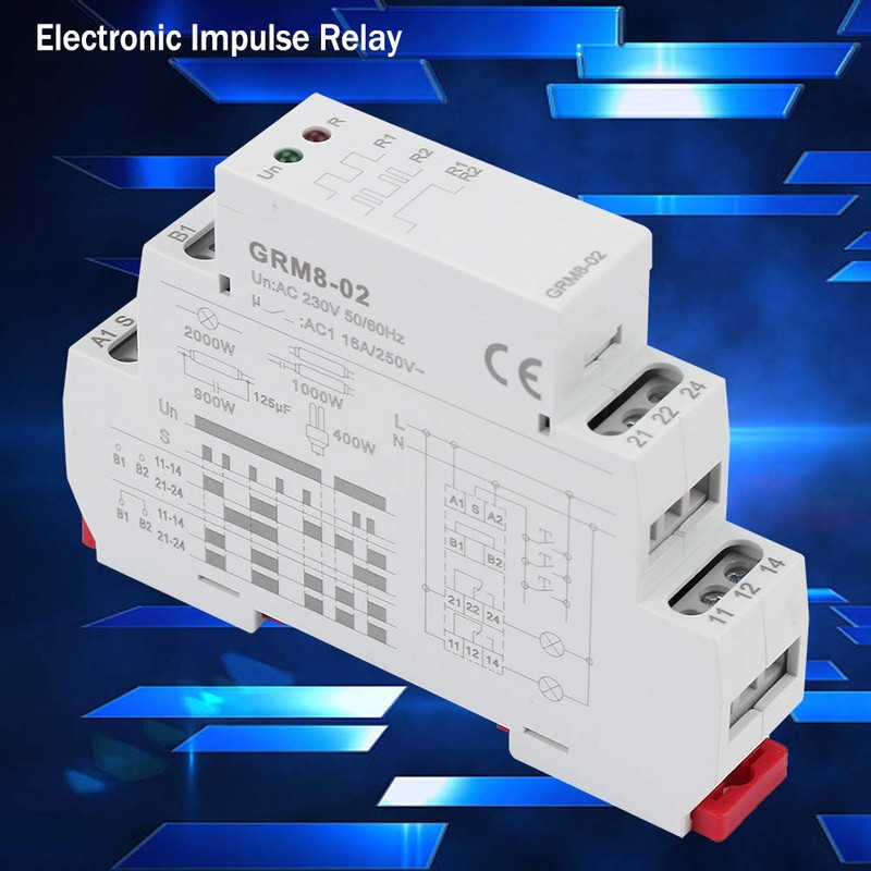 EVTSCAN Compact DIN Rail Latching Relay, 2 SPDT 16A, LED