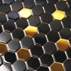 Blujellyfish Black and Gold Backsplash Wall Tiles Hexagon Mosaic Shower