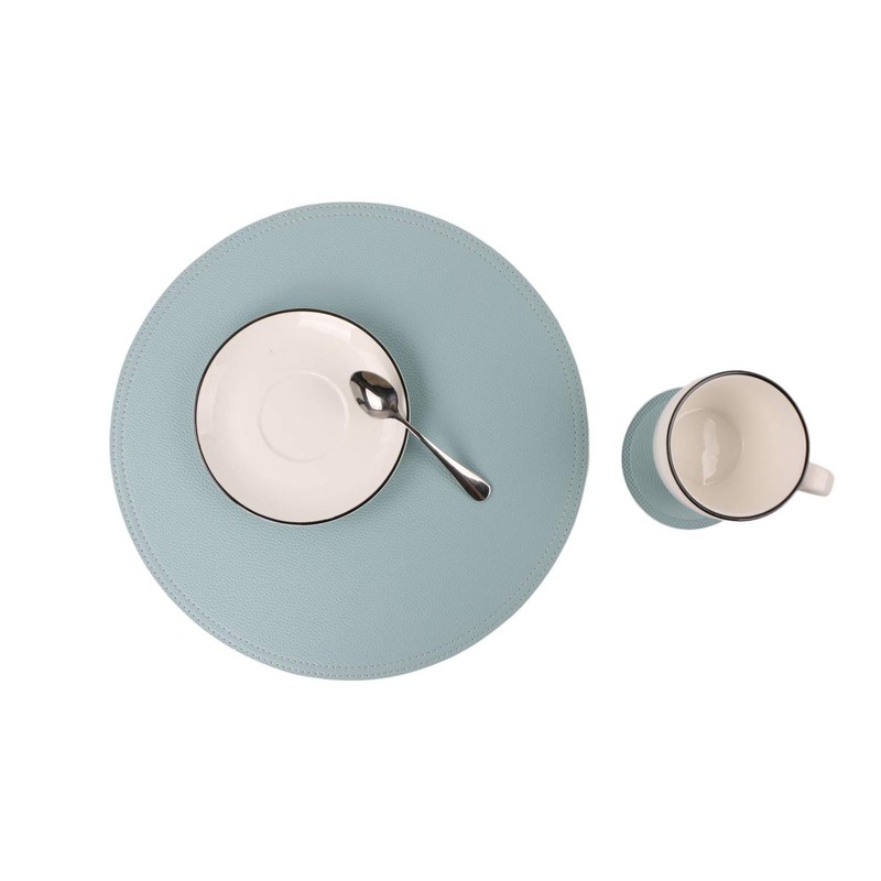 Jovono- Set of 8 Faux Leather Round Placemats and Coasters,